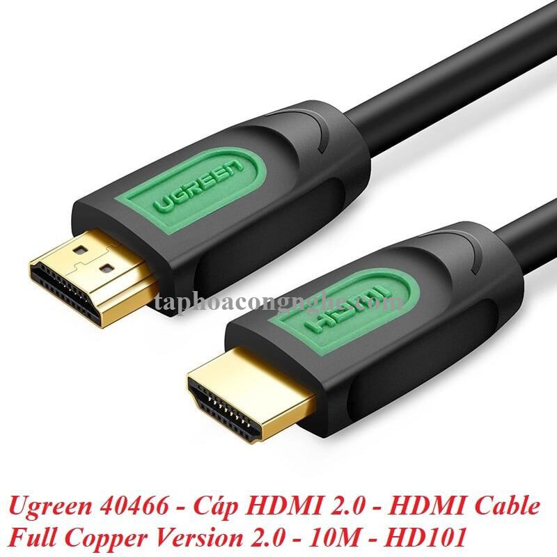 Ugreen 40466 10M màu Đen Cáp tín hiệu HDMI chuẩn 1.4 hỗ trợ phân giải 4K * 2K HD101 30040466